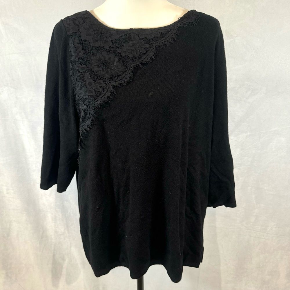 Lane Bryant black lace detail knit sweater top size 18/20